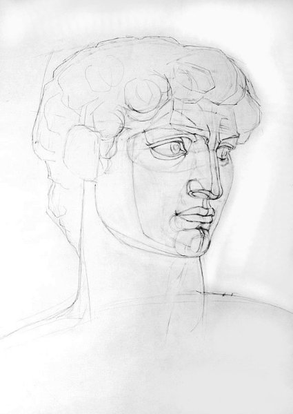 Рисунок гипсовой головы в Академии Штиглица