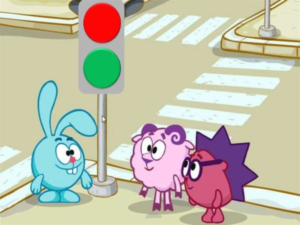 Раскраска Смешарики ПДД для детей