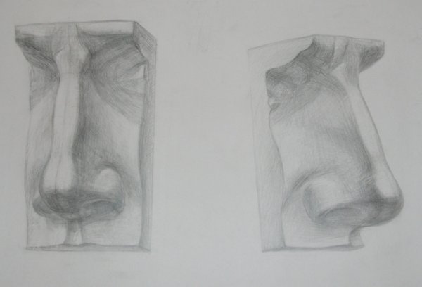 Нос Давида сбоку штриховка