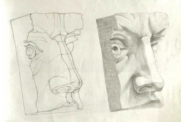 Давид гипсовая голова обрубовка