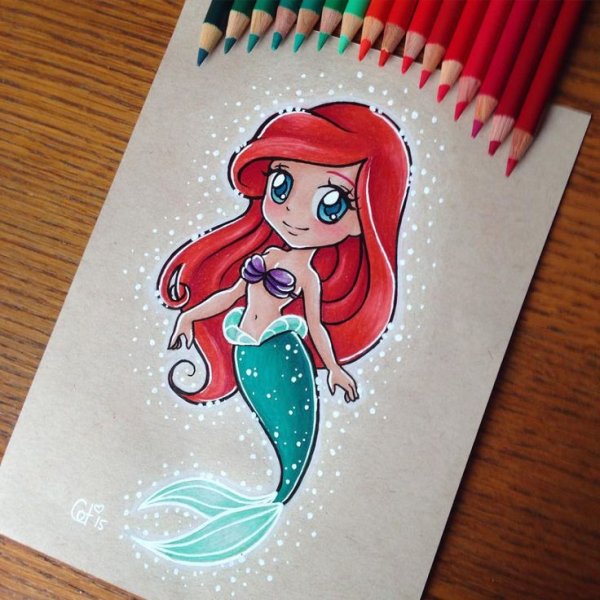 Срисовки Дисней Русалочка