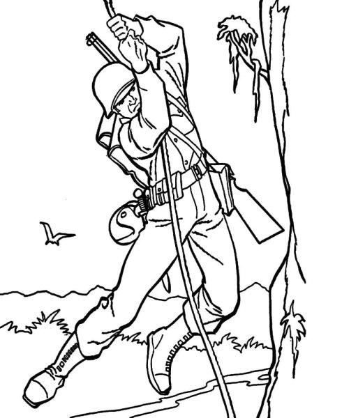 Раскраска военные солдаты