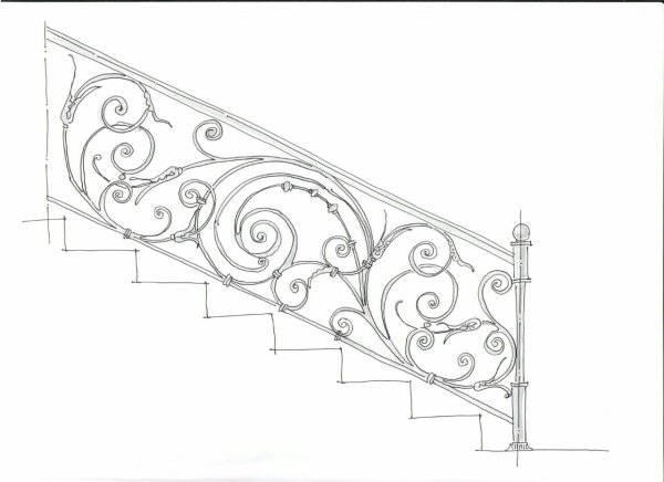 Кованые перила для лестниц эскизы