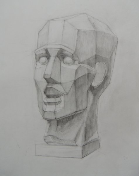 Гипсовая голова обрубовка карандашом