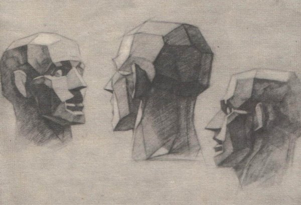 Этюд обрубовочной гипсовой головы