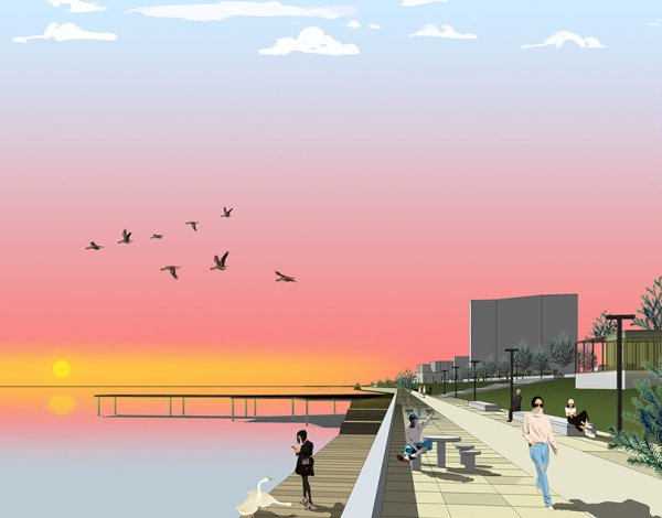 Нарисовать набережную