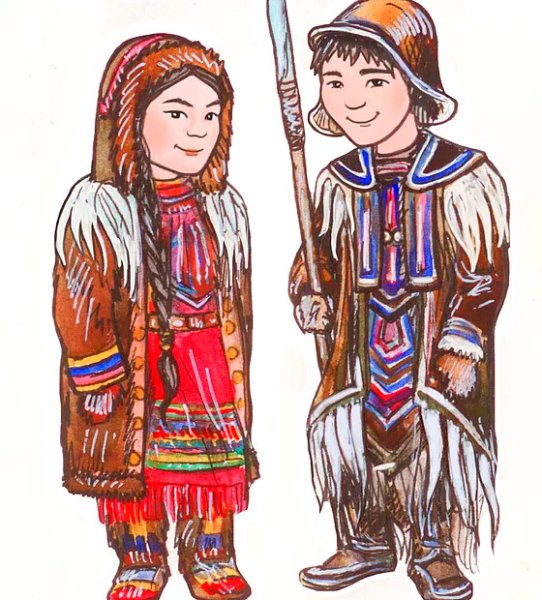 Национальный костюм эвенки народа рисунок