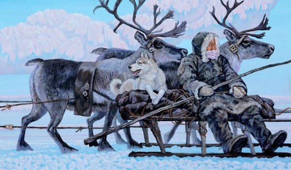 Северная олениха тундра художник