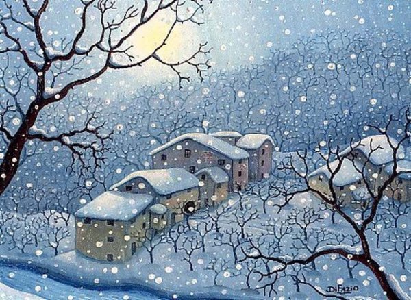 Снег идет живопись