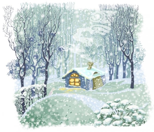 Зимний день рисунок