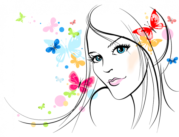 Силуэт лица девушки цветной