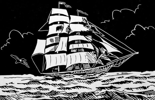 Линогравюра остров сокровищ