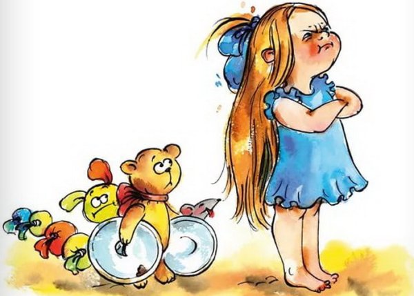 Нарисованная обиженная девочка