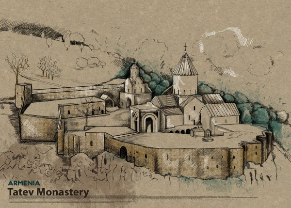 Татев Армения монастырь рисунок