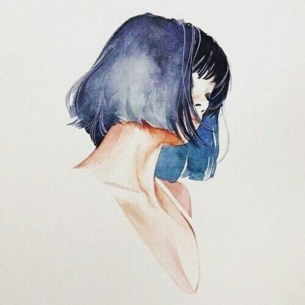 Нарисованная девушка с каре