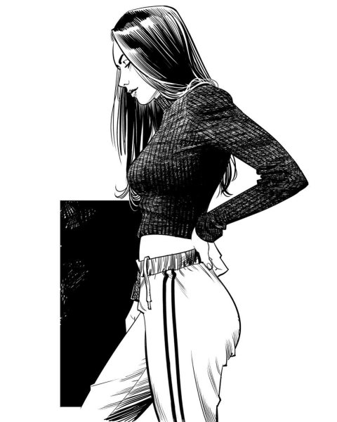 Рисованные черно белые девушки