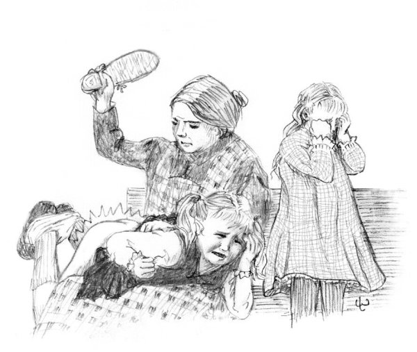 Наказание девочек розгами