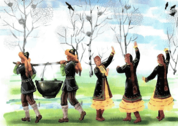 Башкирский национальный костюм вектор