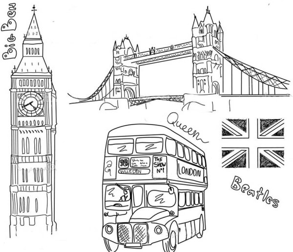 Лондон и Биг Бен раскрасить