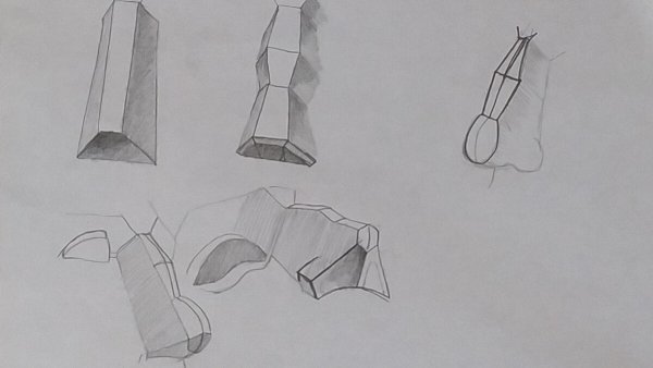 Обрубовка носа рисунок Академический