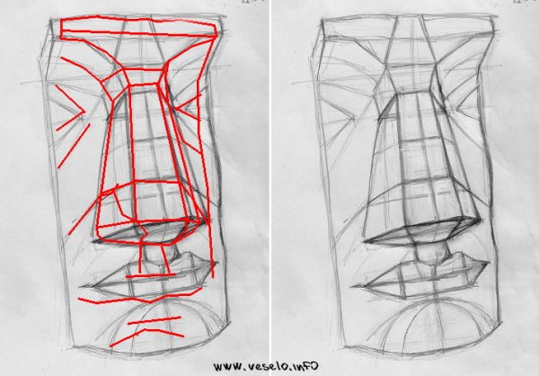 Нос Давида построение анфас