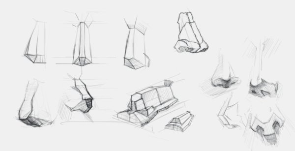 Построение носа в разных ракурсах