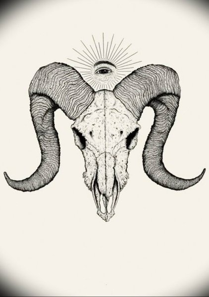 Череп козла тату