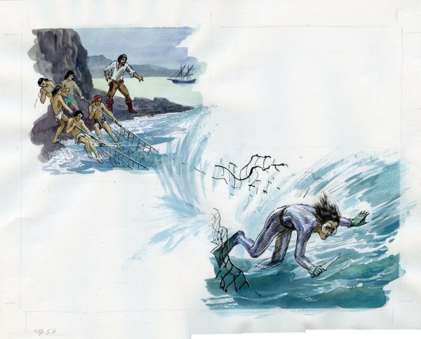 Ихтиандр человек-амфибия иллюстрации