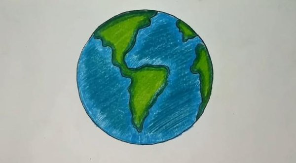 Рисунок земной шар на листке