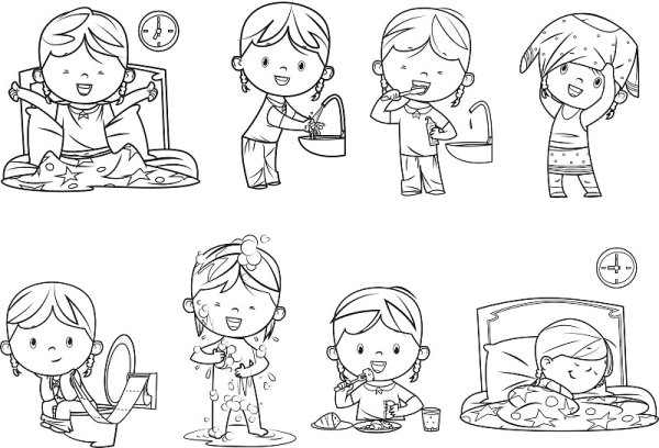 Режим дня раскраска