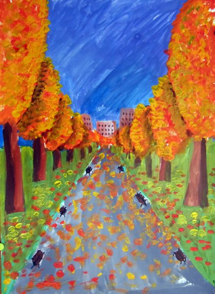 Рисование осенняя аллея