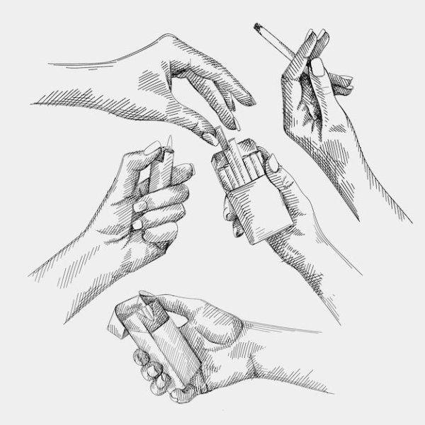 Рука с сигаретой рисунок карандашом