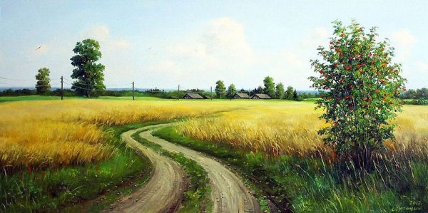 Деревенские просторы. Художник Сергей Курицын - картины