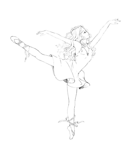 Силуэт девушки акварель