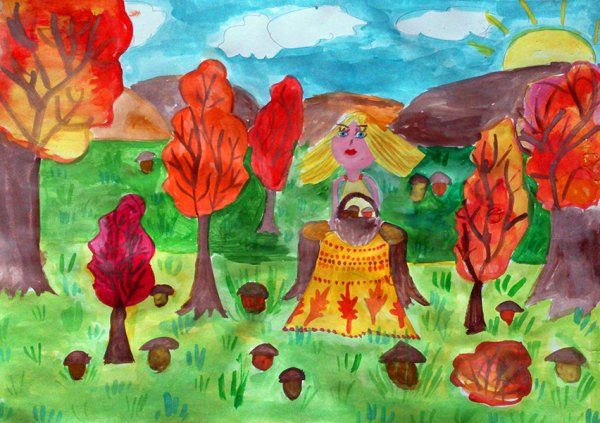 Рисунок на тему Золотая осень 2 класс