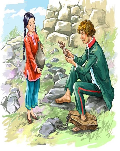 Иллюстрация к рассказу кавказский пленник Дина и Жилин