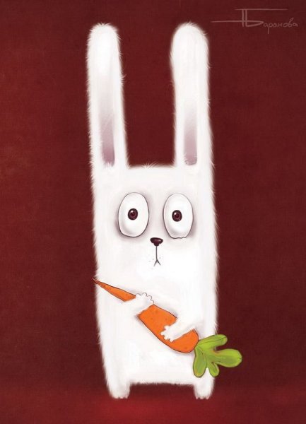 Прикольный заяц с морковкой