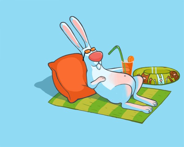Смешной заяц с морковкой
