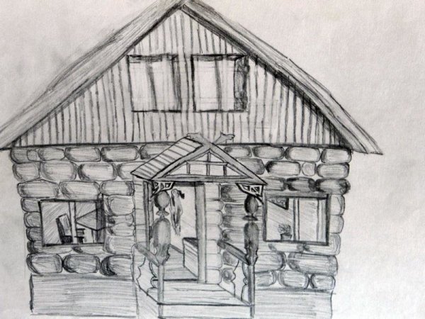 Домик простым карандашом