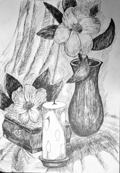 Графический натюрморт карандашом