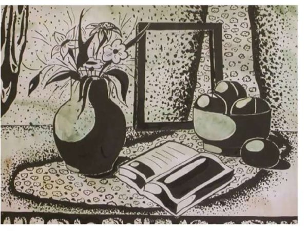 Декоративный натюрморт в графике