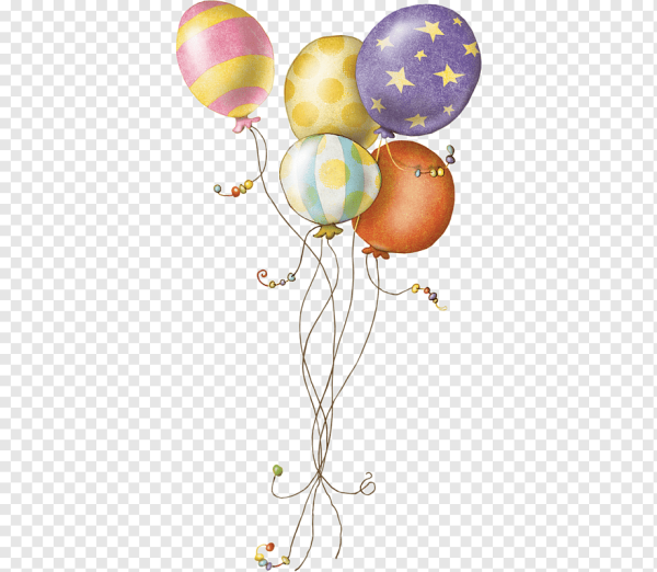 Воздушные шары акварелью на прозрачном фоне