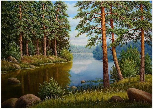 Лесная речка, Ручеек , пейзаж картина