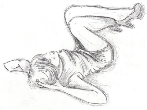 Девушка лежит рисунок