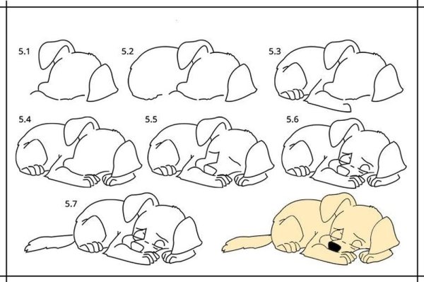 Щенок лежит рисунок