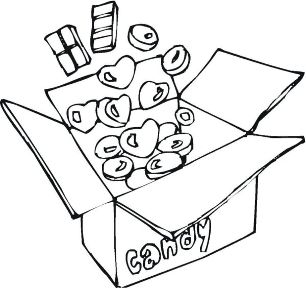 Коробка конфет в виде сердца рисунок