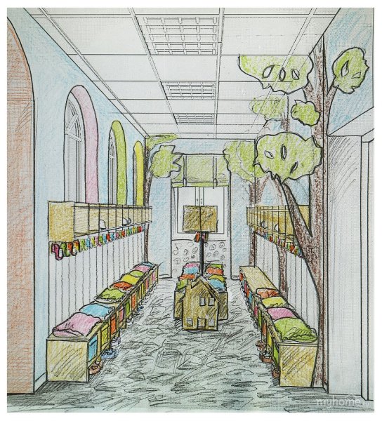 Эскиз коридора школы