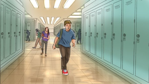 Коридор в американской школе арт