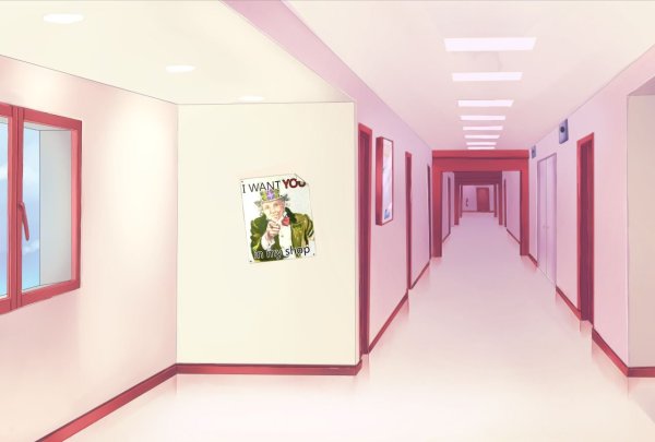 Эскиз школьного коридора