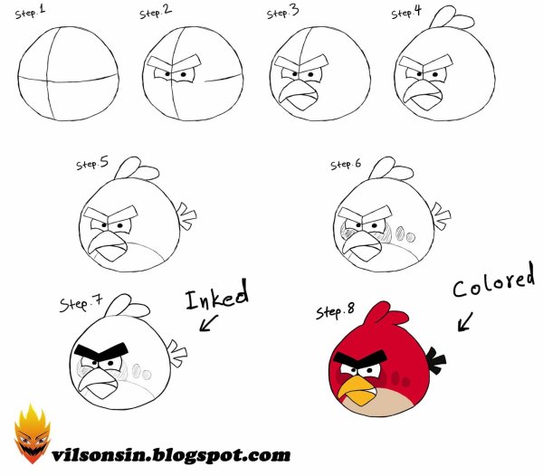 Рисование Энгри бердз